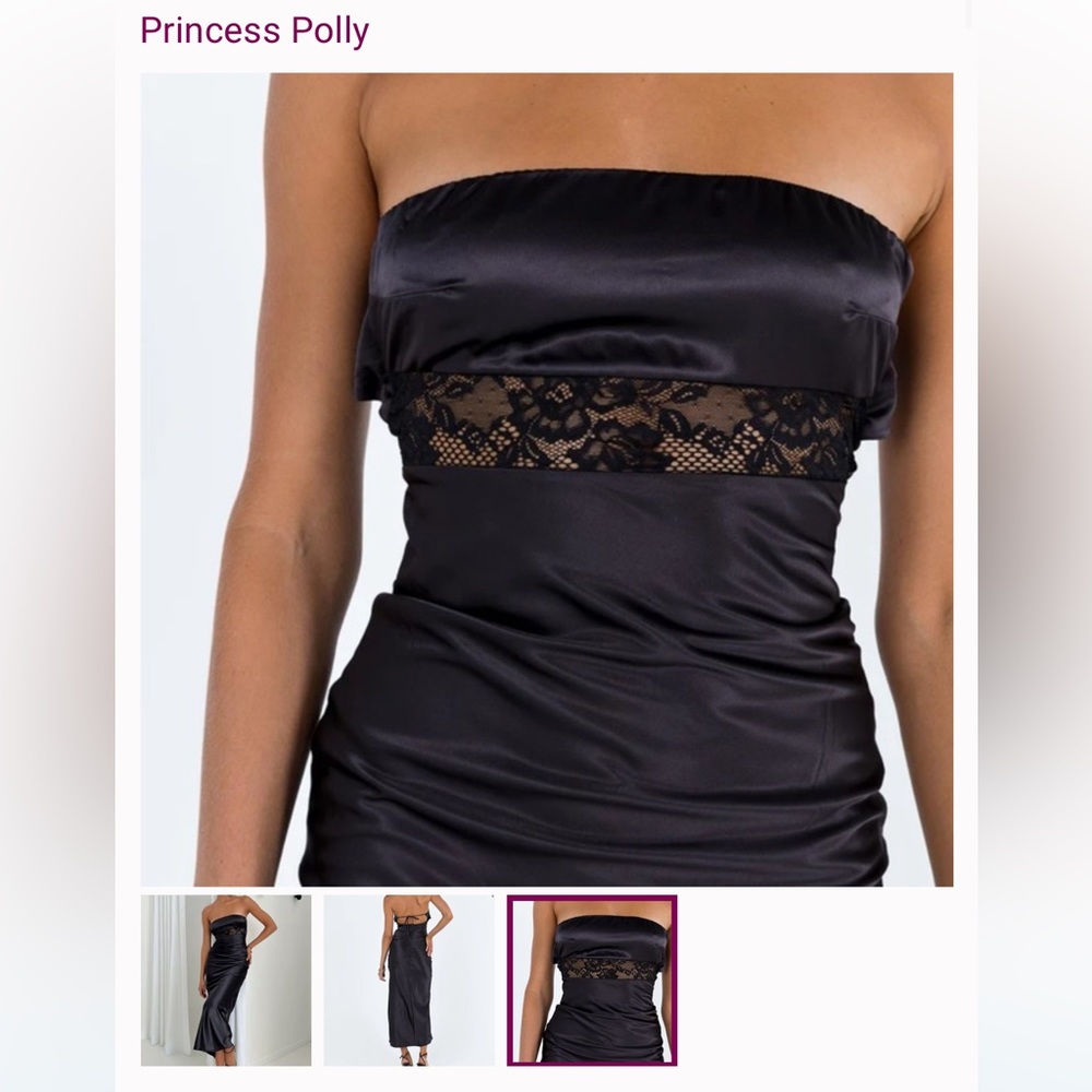 Princess Polly Black Strapless Maxi Dress with Lace Detail